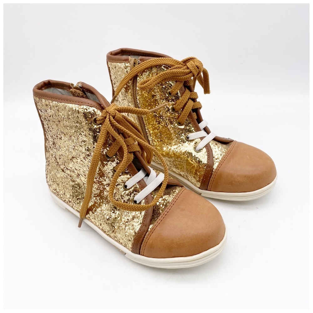 Olivia & Ollie Kids Sequins Hightop Sneakers in Brown Size 12